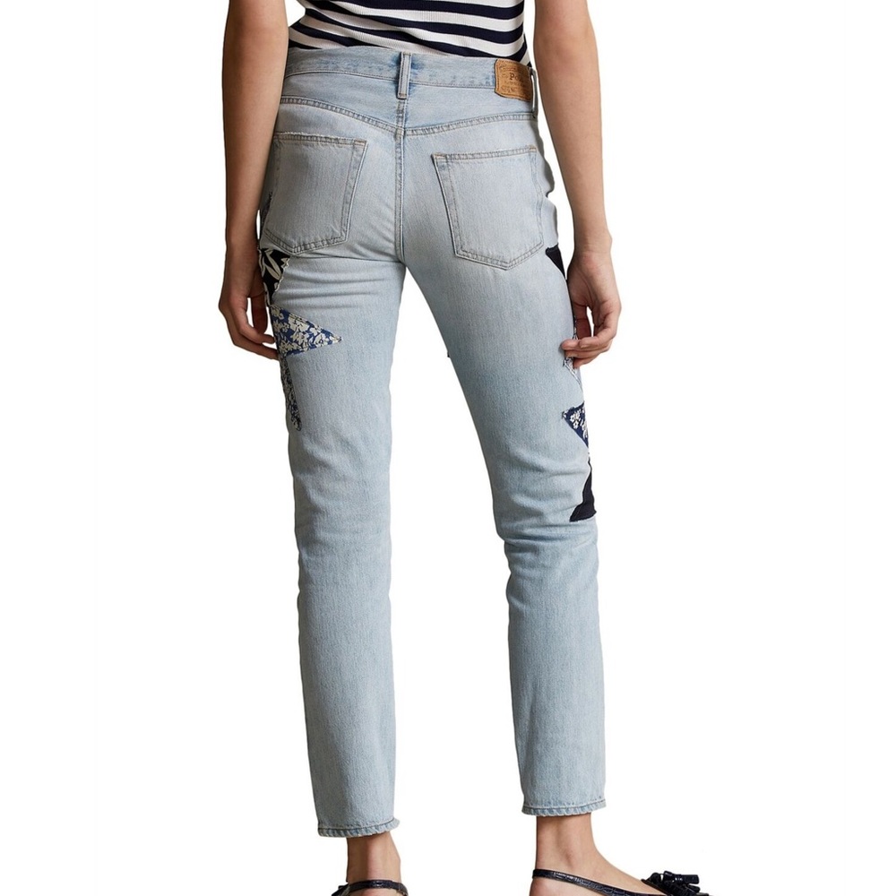 Polo Ralph Lauren BLUE Women's Quilted Patchwork Boyfriend Jeans - Picture 5 of 6